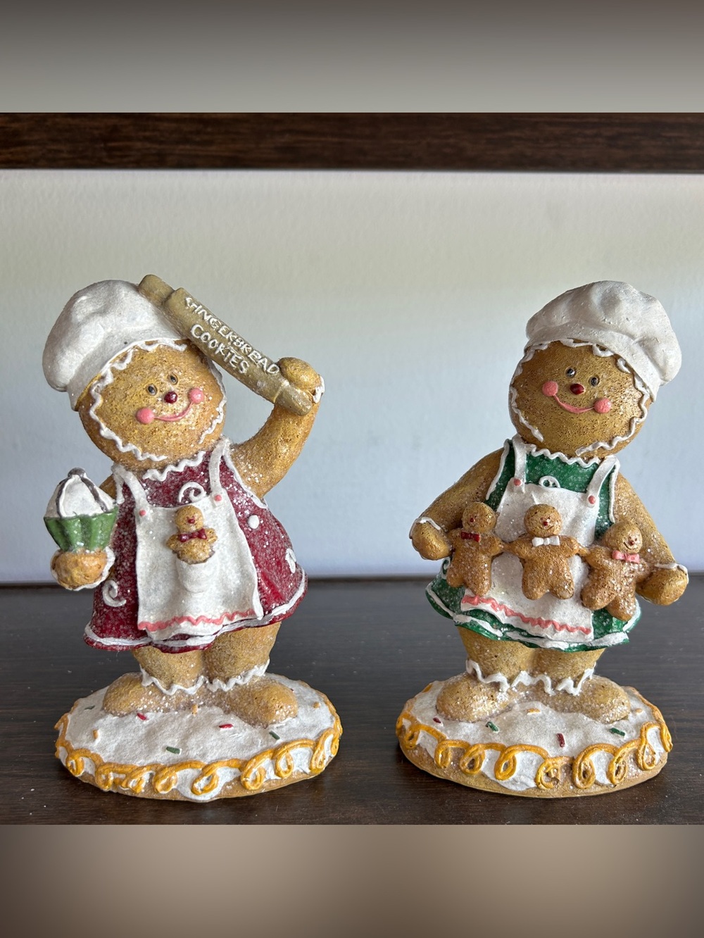 Festive Gingerbread Baker Figurine Pair by Valerie